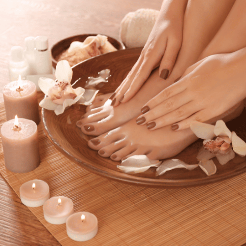 best beauty parlour in Ahmedabad for french manicure and pedicure treatment.