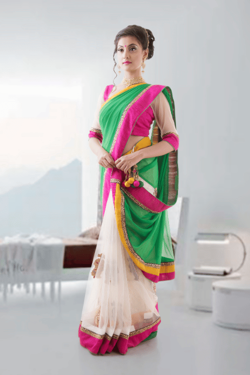 best ladies beauty parlour in Ahmedabad for saree draping service for events like birthdays, weddings.